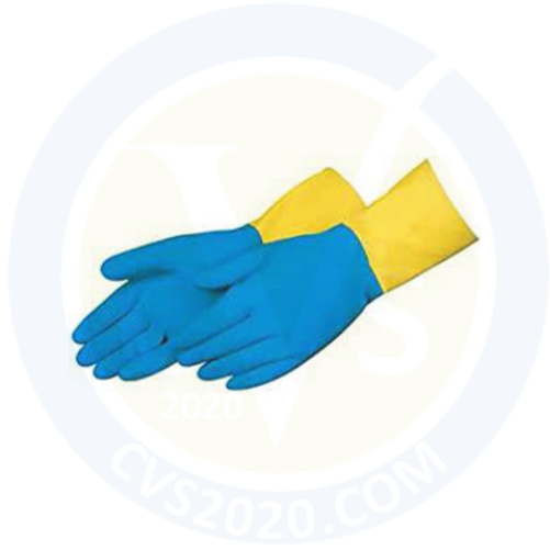 HEAVY DUTY BLUE/YELLOW RUBBER GLOVES (PACK OF 12)