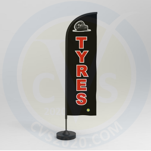 Pre-Printed Double Sided TYRES Feather Flag in Various Colours (FLAG ONLY)