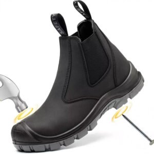 TAERDUN Steel Toe Work Boots for Men Slip-on Chelsea Boot, Men Safety Shoes