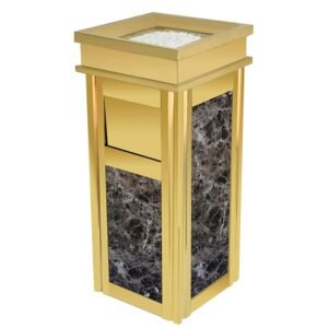 CVS Luxurious Gold/Silver Stainless Steel Bin, Commercial Restaurant Large Bin with Lid, Ashtray Bin